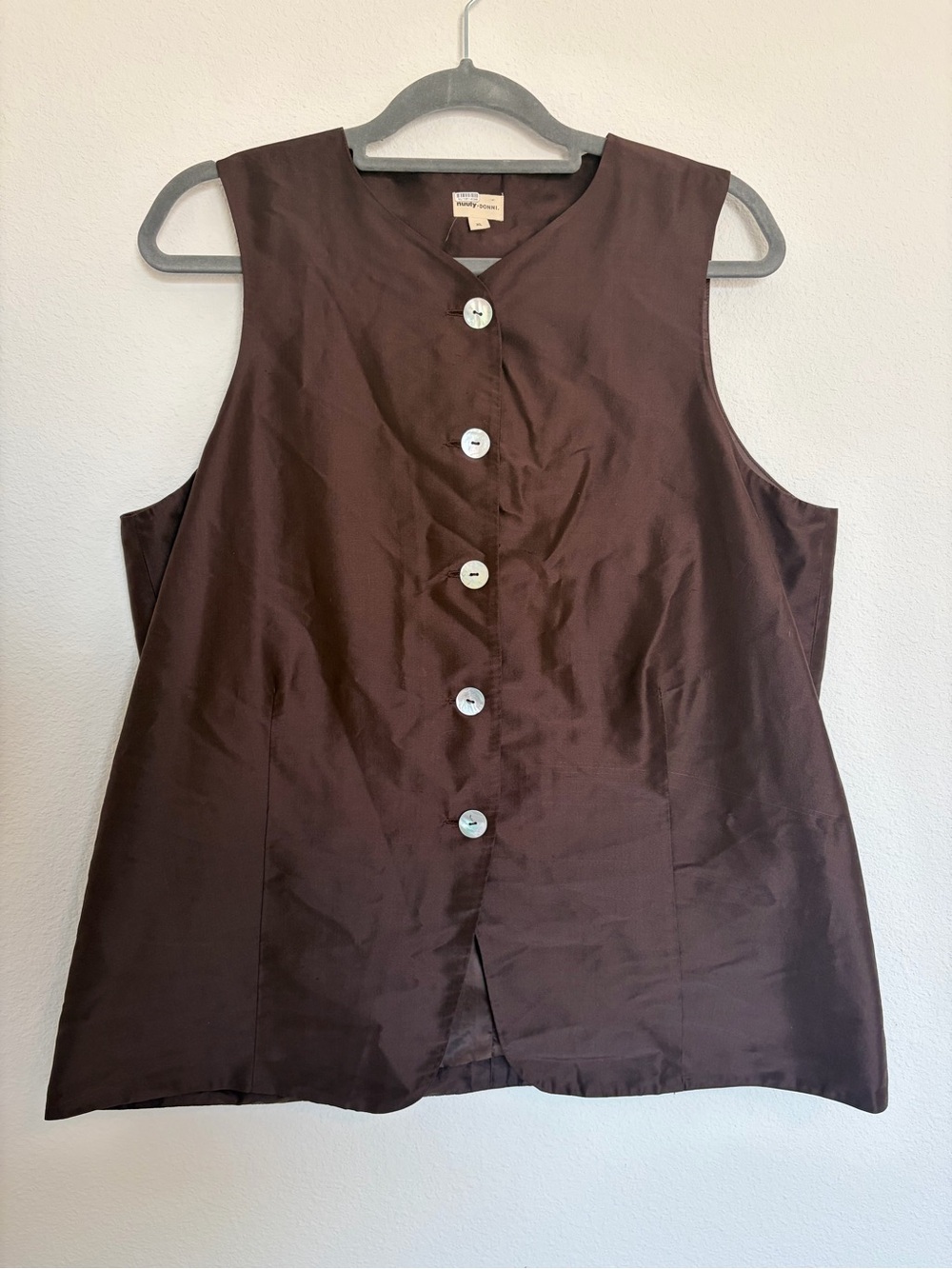 DONNI Brown Silk Taffeta Lady Vest - Picture 6 of 10